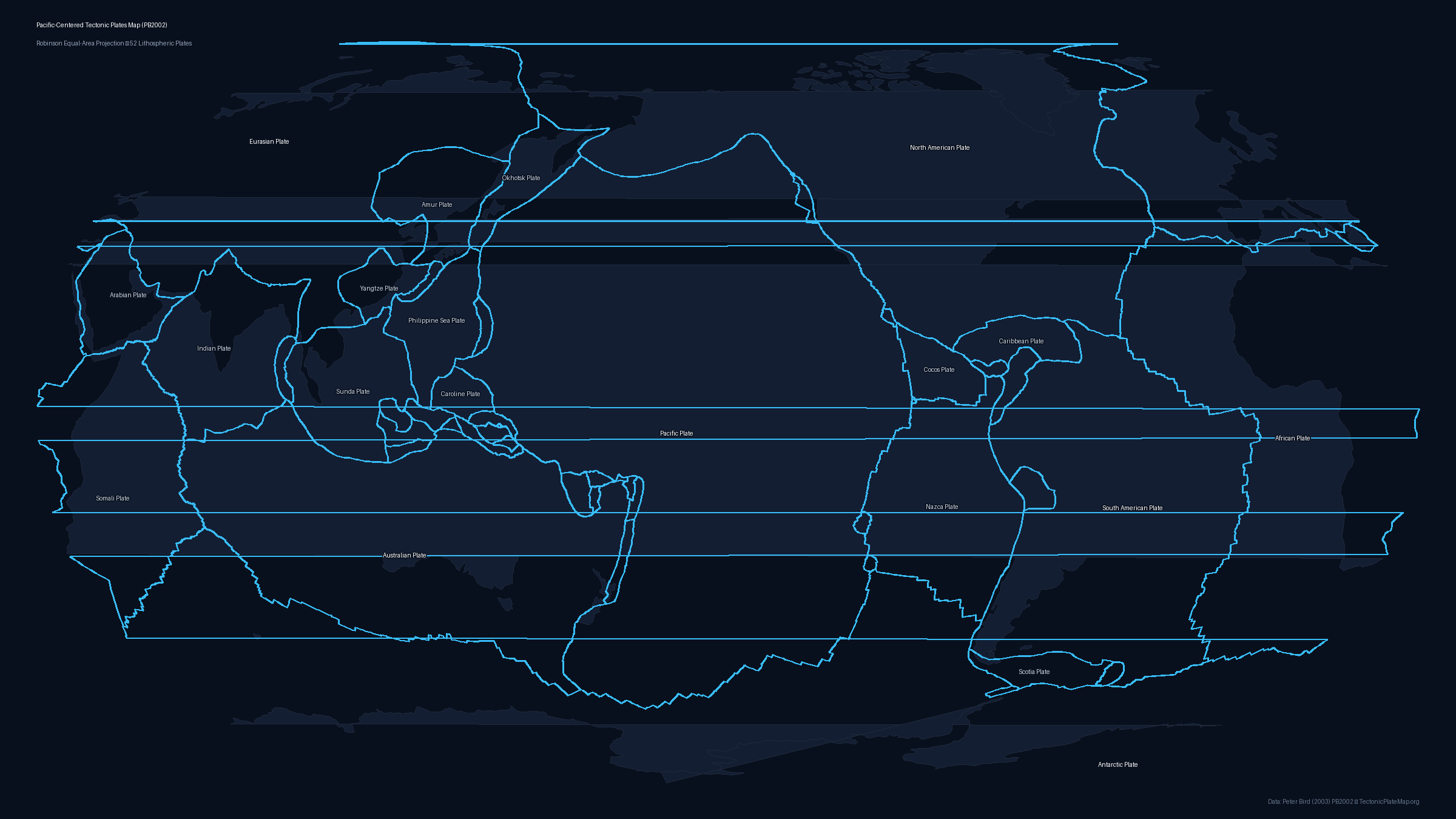 Pacific-Centered Tectonic Plates Map Preview